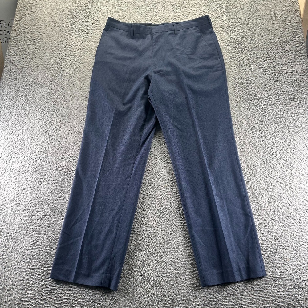 Perry‎ Ellis Folio Flex Pant Mens 34x30 Blue Dress Straight Classic Fit Stretch